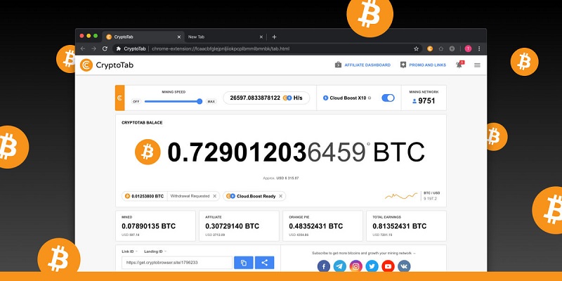 Bitcoin Mining with Web Browser