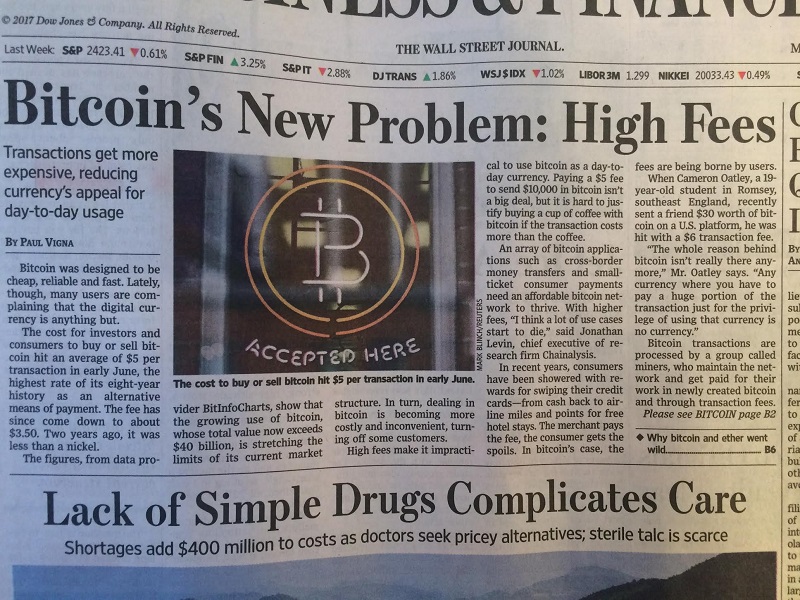 Bitcoin hits the front page of The Wall Street Journal